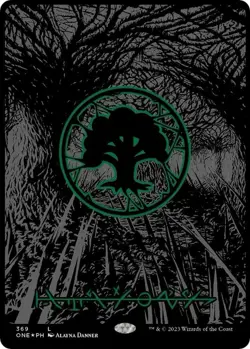 Forest (Phyrexian) - Full Art (Oil Slick Raised Foil): All Will Be One - Image 1