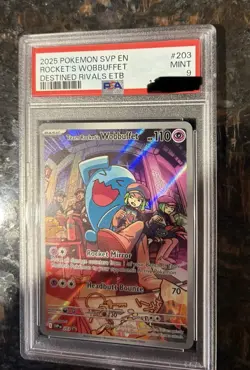 2025 POKEMON SVP EN-SV BLACK STAR PROMO #203 TEAM ROCKET'S WOBBUFFET PSA 9 - Image 2