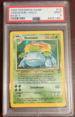PSA 9 MINT Pokemon Venusaur #18/130 WotC Base Set 2 Holo Rare - Image 1