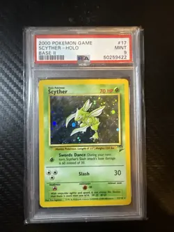 2000 Pokemon Base Set 2 Scyther Holo PSA 9 - Image 1