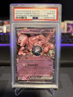 2025 Pokemon Destined Rivals Rocket’s Mewtwo 205 PSA 10 Black Star Promo - Image 1