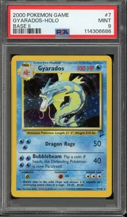 2000 POKEMON GAME #7 GYARADOS HOLO MINT PSA 9 BASE II 7/130 - Image 1