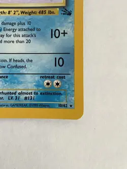 Lapras 10/62 Pokemon HOLO Unlimited Fossil SET LP Condition - Image 5
