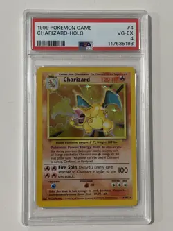 Pokemon Charizard Base Set Unlimited Holo Rare #4 PSA 4 CLEAN - Image 1