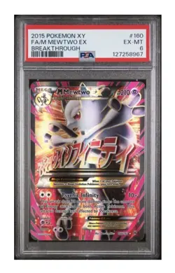 2015 Pokemon XY FA/M Mewtwo EX Breakthrough #160 Full Art Mega Vintage PSA 6 - Image 1