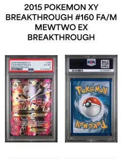 2015 Pokemon XY FA/M Mewtwo EX Breakthrough #160 Full Art Mega Vintage PSA 6 - Image 2