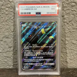 2017 Umbreon GX (Full Art) 142/149 Sun and moon Base Set Holo PSA 9 pokemon - Image 1