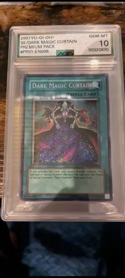 YU-GI-OH DARK MAGIC CURTAIN AGS GRADE GEM MINT 10 PP01-EN008 SECRET RARE - Image 1