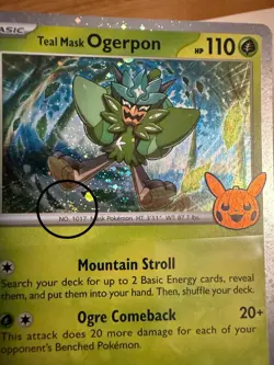 Teal Mask Ogerpon 024 2024 Pokemon Trick or Trade Cosmos Holo SWIRL Card NM+ - Image 2