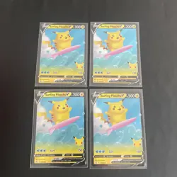 4-Pokemon Celebrations Surfing Pikachu V 008/025 25th Anniversary - 4 Card Lot - Image 1