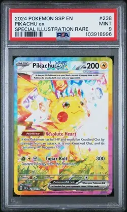 2024 POKEMON SURGING SPARKS #238 PIKACHU ex SPECIAL ILLUSTRATION RARE PSA 9 MINT - Image 1