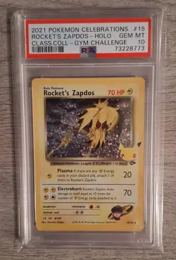 PSA 10 GEM MINT Rocket's Zapdos #15 Pokemon Celebrations Classic Collection - Image 1