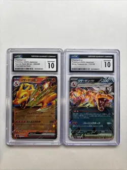 Set 2 CGC Gem Mint 10 Charizard Ex Japanese 115/90 and 009/049 Pokemon Card - Image 1