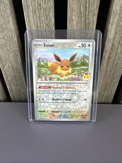 Eevee 074/131 Holo Pokemon Card - 2025 Promo - Pikachu Stamp - NM/M - Image 1