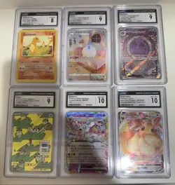 Pokemon Card Collection Graded CGC 8-10 - Charmander, Eevee & More - Image 1