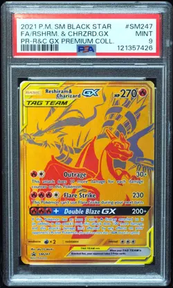 Reshiram & Charizard GX SM247 PSA 9 Promo Pokemon Card - Image 1