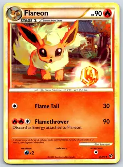 Flareon - HGSS Undaunted 26/90 Vintage kawayoo Pokemon Card LP - Image 1