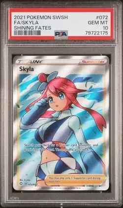 PSA 10 Skyla 072/072 Pokemon Sword Shield Shining Fates Full Art Holo English - Image 1