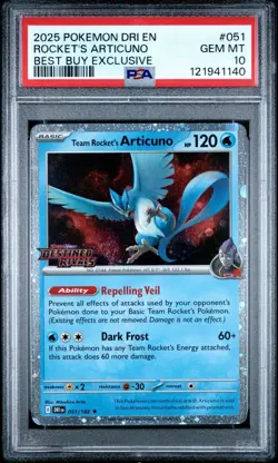 2025 Pokemon DRI EN Rocket's Articuno 051/182 Best Buy Exclusive PSA 10 (172 - Image 1