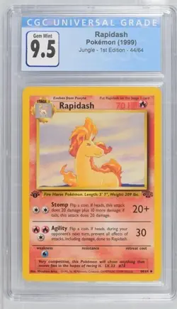CGC 9.5 GEM MINT 10 Rapidash 1st Edition Jungle 44/64 Pokemon 1999 Non-Holo - Image 1