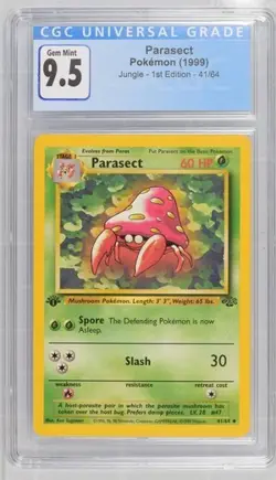 CGC 9.5 GEM MINT 10 Parasect 1st Edition Jungle 41/64 Pokemon 1999 Non-Holo - Image 1