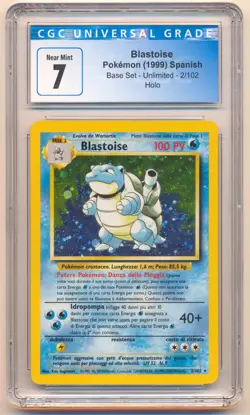 1999 POKEMON BASE SET UNLIMITED SPANISH BLASTOISE HOLO #2/102 CGC 7 - Image 1