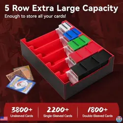 5 Row Trading Card Storage Box, 3800+Bulk Card Organizer Box with 20 Dividers & - Image 2