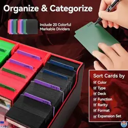 5 Row Trading Card Storage Box, 3800+Bulk Card Organizer Box with 20 Dividers & - Image 3