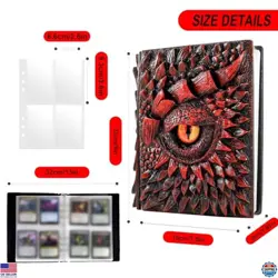 3D Dragon Eye Embossed Card Binder - Holds 400 Cards, 50 Sleeves, Red Design - Image 2