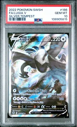 Pokemon Lugia V Alt Art TCG Card 186/195 Silver Tempest SWSH Ultra Rare PSA 10 - Image 1