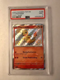 Pokemon TCG Charmander 109/091 2024 Paldean Fates Shiny Rare Card - PSA 9 MINT - Image 1