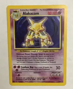 1999 Pokemon Alakazam Base Set Holo Rare Unlimited Card #1/102 TCG LP (EX) - Image 1