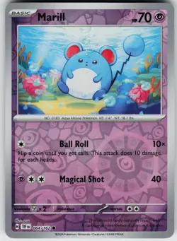 Pokemon Marill 064/162 SV05: Temporal Forces NM Reverse Holo card - Image 1