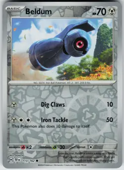 Pokemon Beldum 113/162 SV05: Temporal Forces NM Reverse Holo card - Image 1