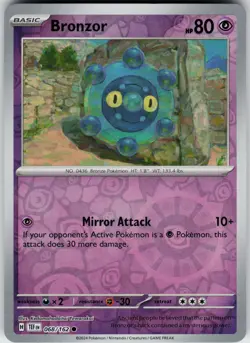 Pokemon Bronzor 068/162 SV05: Temporal Forces NM Reverse Holo card - Image 1