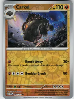 Pokemon Carkol 094/162 SV05: Temporal Forces NM Reverse Holo card - Image 1