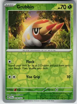 Pokemon Grubbin 018/162 SV05: Temporal Forces NM Reverse Holo card - Image 1