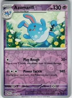 Pokemon Azumarill 065/162 SV05: Temporal Forces NM Reverse Holo card - Image 1