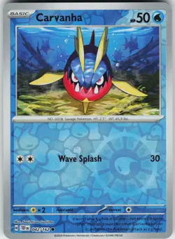 Pokemon Carvanha 042/162 SV05: Temporal Forces NM Reverse Holo card - Image 1