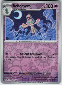 Pokemon Beheeyem 074/162 SV05: Temporal Forces NM Reverse Holo card - Image 1