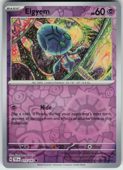 Pokemon Elgyem 073/162 SV05: Temporal Forces NM Reverse Holo card - Image 1