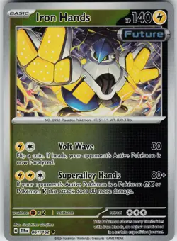 Pokemon Iron Hands 061/162 SV05: Temporal Forces NM Reverse Holo card - Image 1