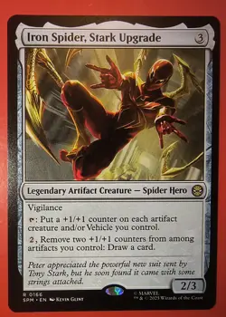 MAGIC,MTG: SPIDER-MAN, IRON SPIDER. STARK UPGRADE, 0166, REGULAR, RARE , NM, SPM - Image 1