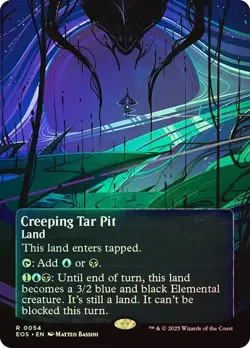 1x NM FOIL BORDERLESS #0054 Creeping Tar Pit MTG Stellar Sights SV - Image 1