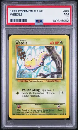 1999 POKEMON GAME WEEDLE BASE SET #69 PSA 7 - Image 1