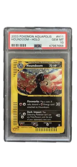 Pokemon 2003 Aquapolis H11 Houndoom Holo Card PSA 10 - Image 1