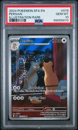 2024 POKEMON SFA EN-SHROUDED FABLE ILLUSTRATION RARE #078 PERSIAN PSA 10 - Image 1