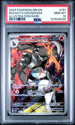 2025 POKEMON DRI EN-DESTINED RIVALS #191 TEAM ROCKET'S HOUNDOOM PSA 10 - Image 1