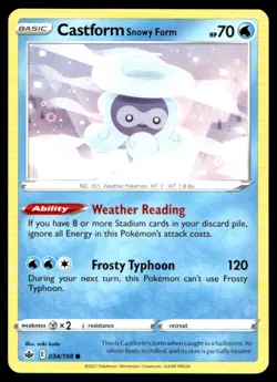 Castform Snowy Form SWSH06: Chilling Reign 034/198 LP Pokemon TCG |Buy10 Get10 F - Image 1
