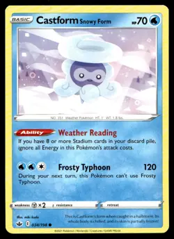 Castform Snowy Form SWSH06: Chilling Reign 034/198 MP Pokemon TCG | Buy10 Get10 - Image 1